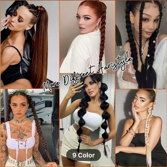 Long ponytail extensions with elastic band new in package-Black - Picture 2 of 3